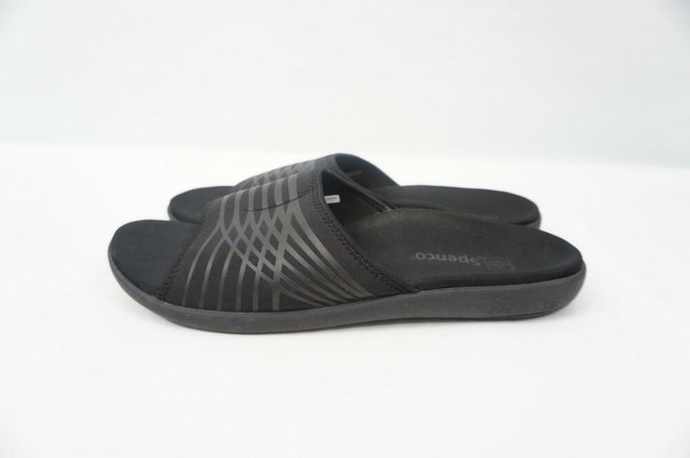 SPENCO THRUST USED MEN 14 BLACK ORTHOPEDIC COMFORT SLIDES/SANDALS/FLIP FLOPS